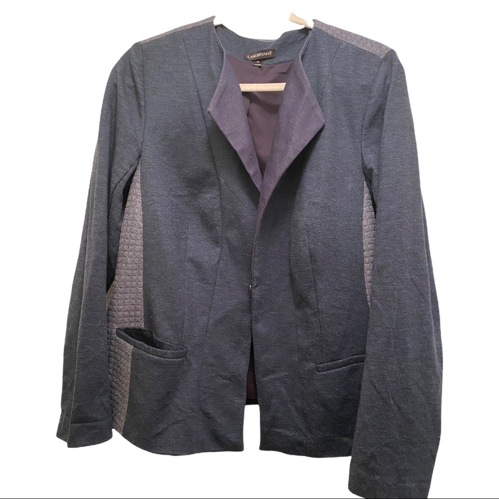 Lane Bryant Navy Blue and Gray Quilted Blazer. Size 16